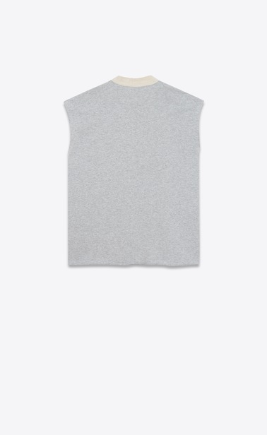 SAINT LAURENT Sportswear Tops Woman Sleeveless sweatshirt in mottled gray fleece b_V4